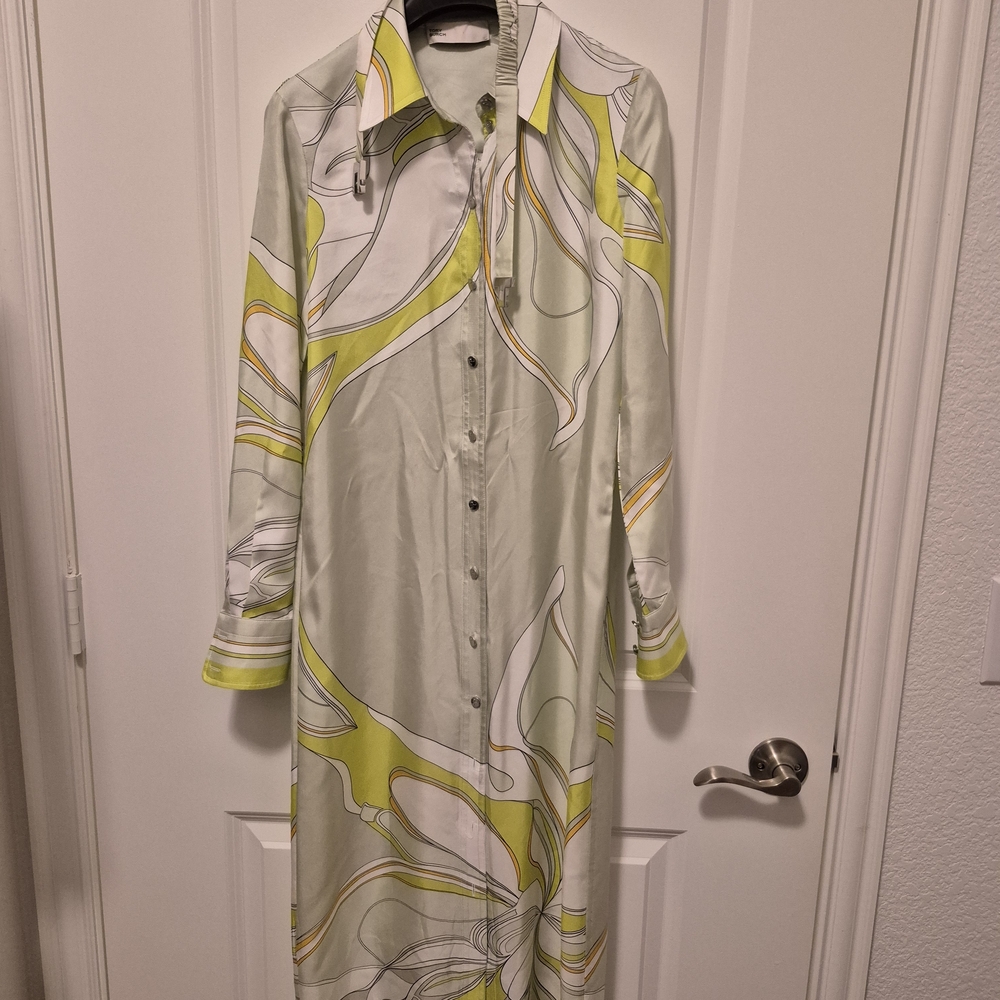 Tory Burch Green and Off White Floral Dress